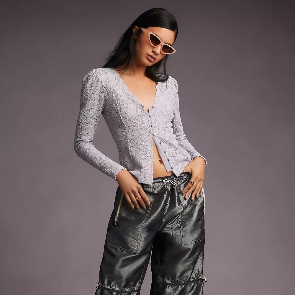 Anthropologie Lace Top, Lavender, Medium